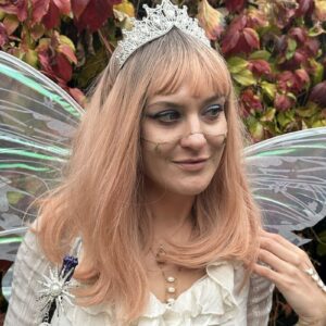 srebrny diadem z kryształkami korona tiara ametyst studio agata marglewska